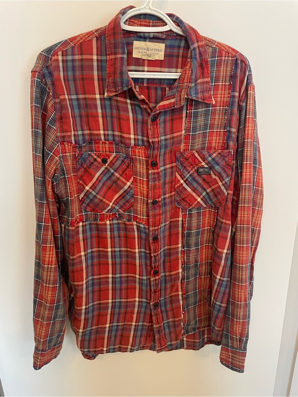 Ralph Lauren Red and blue Plaid Casual Button-Down Shirt - size L